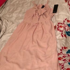 Tie front crepe dress in pink silver size Medium